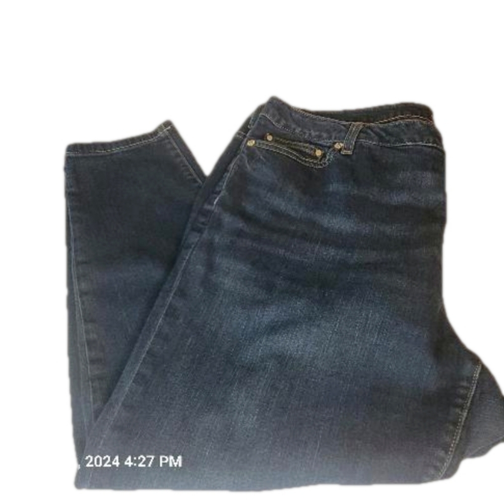 MICHAEL KORS, dark blue, skinny leg, mid-rise, stretch denim jeans. Sz. 16W
